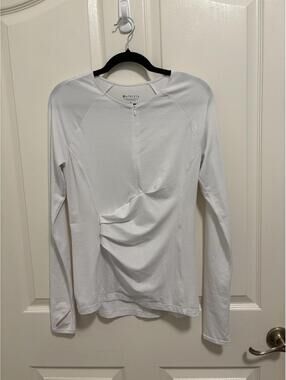 Athleta White Long Sleeve Zip-Up Athletic Top Size Small